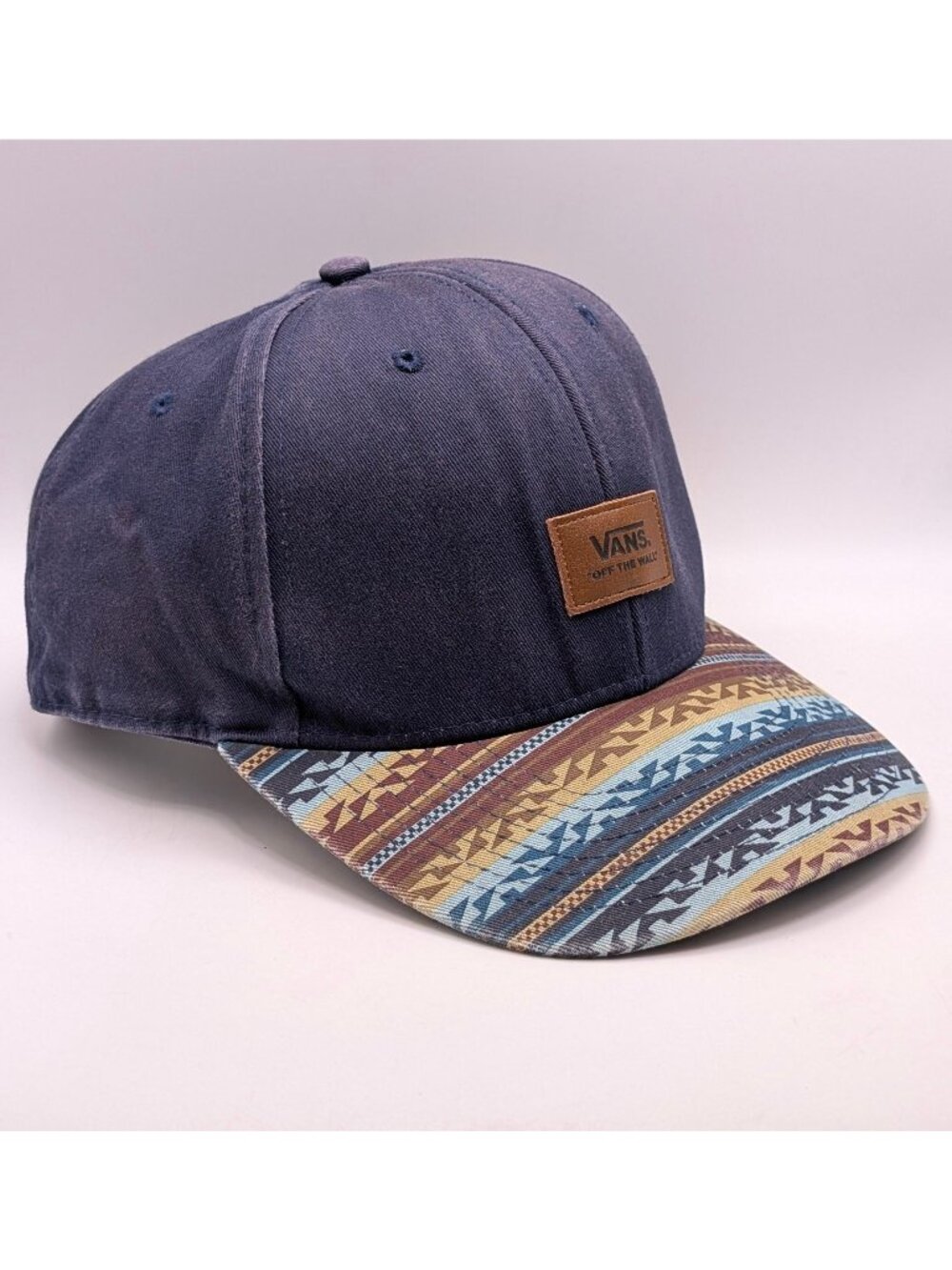 VANS Off The Wall Skate Skateboarding Hat Snapback Cap Navy Blue Aztec Southwest